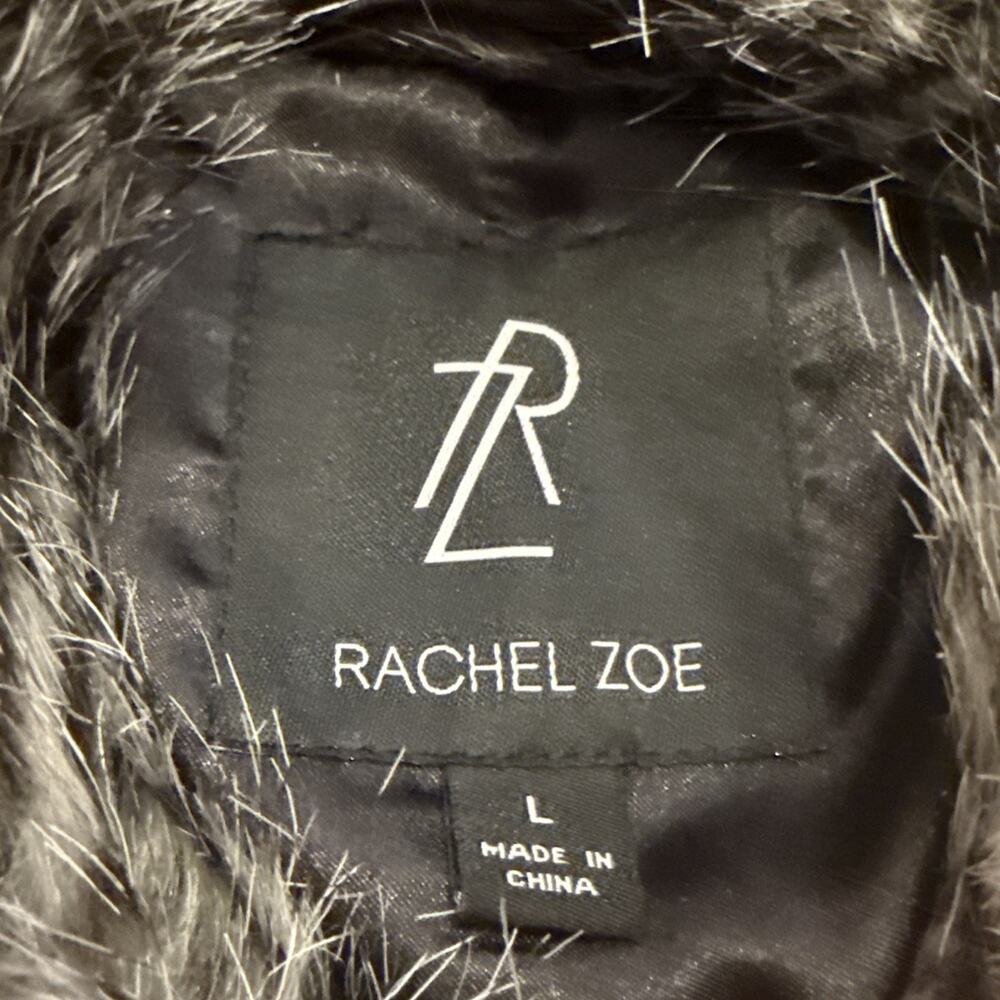 RACHEL ZOE Size Large Zebra Faux Fur Toggle Close Coat Jacket - Picture 8 of 11